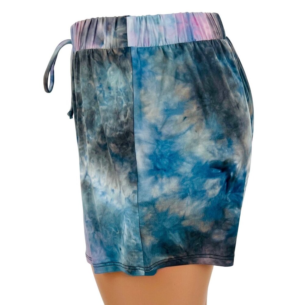 NWT Tie Dye Cropped Hoodie & Shorts 2 Piece Set | Athleisure Barbiecore Lounge L - Picture 11 of 16